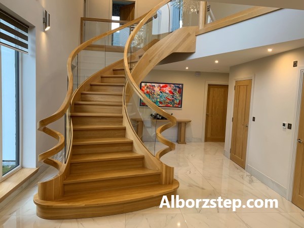 اجرای پله گرد چوبی دوبلکس با قیمت مناسب - البرز استپ