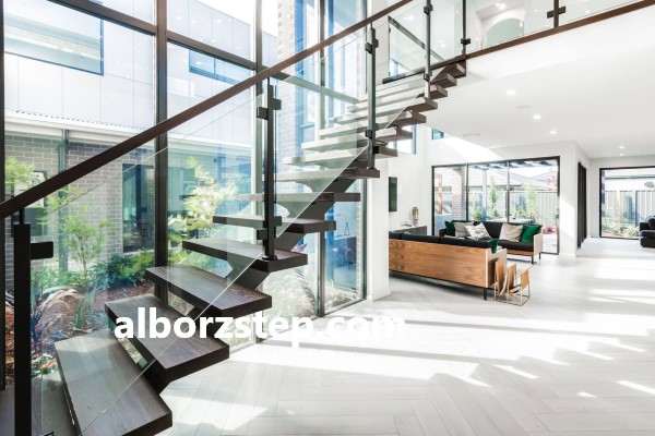 طراحی و ساخت پله دوبلکس کنار دیوار | البرز استپ