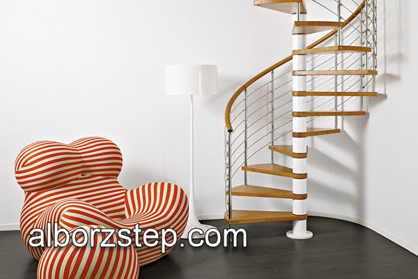 طراحی پله دوبلکس چوبی و فلزی | البرز استپ