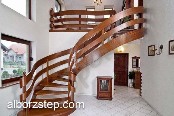 طراحی و اجرای پله گرد چوبی | البرز استپ